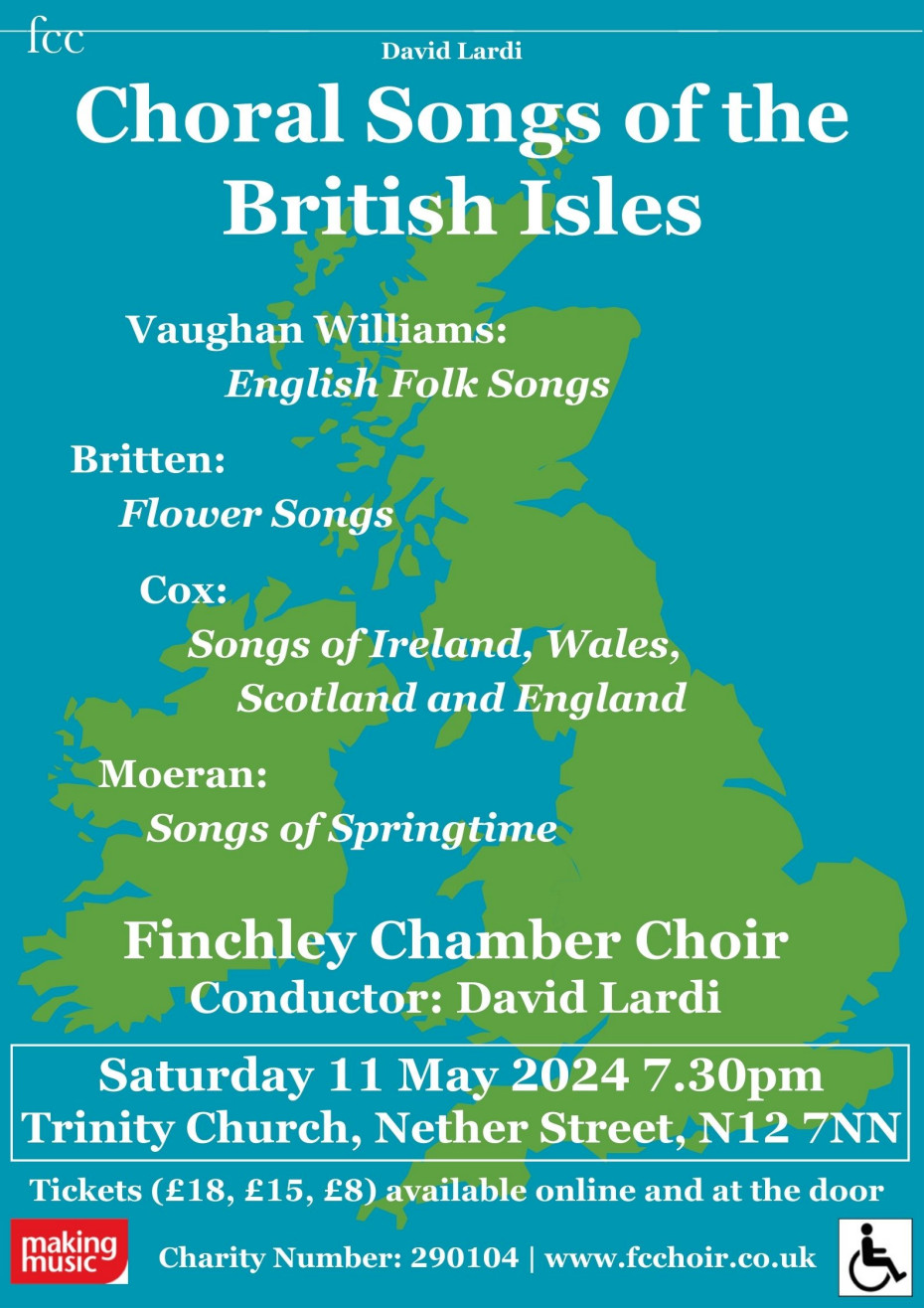 FCC concert, 11 May 2024: Choral Songs from the British Isles
